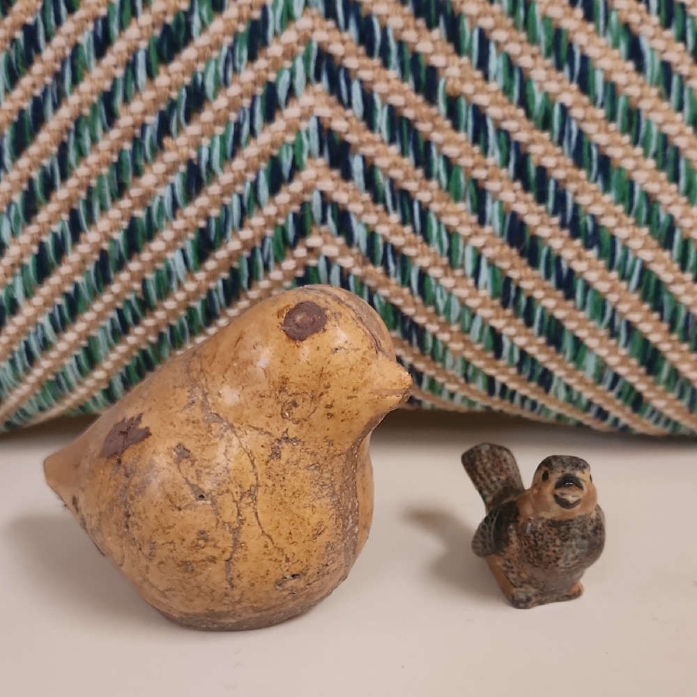 Rustic Set of Two Bird Figurines
